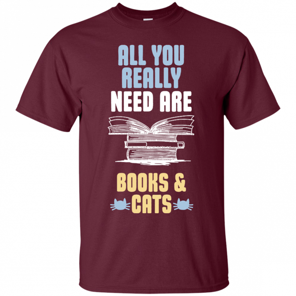 Books & Cat Lover T-Shirt-Round neck