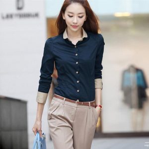 Buy top quality shirts In UK Spring Blouse Shirt Cardigans Office Clothing Female Casual