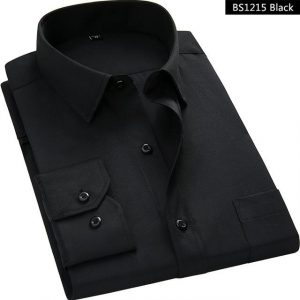 Men Long Sleeve Regular Fit Black Shirt top quality shirts