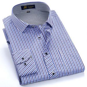Men Casual Checkered Formal Dress Shirt top quality shirts