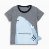 Buy top quality shirts In UK Round Neck Grey Colored Shark Design Cotton T-Shirt for Cool Boy
