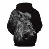 Black & White Roaring Lion Design Unisex Hoodie