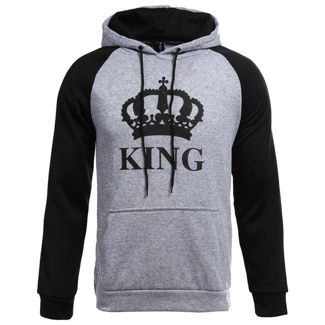 CoolShirts Grey Black King Design Unisex Hoodie Sweatshirt