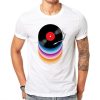 Buy top quality shirts In UK White Cotton Vinyl Records Print T-Shirts for Men