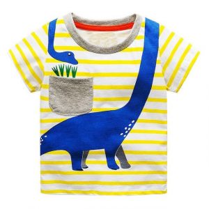 top quality shirts Yellow Striped Round Neck Cotton T-Shirts for Boy