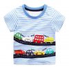 Buy top quality shirts In UK Car Toy Design Blue Striped Round Neck T Shirts for Boy